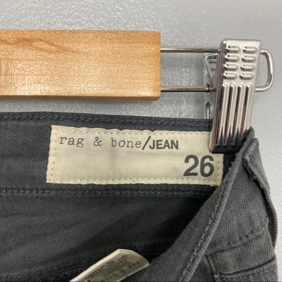 RAG & BONE Distressed Charcoal Skinny Jeans - Picture 6 of 7